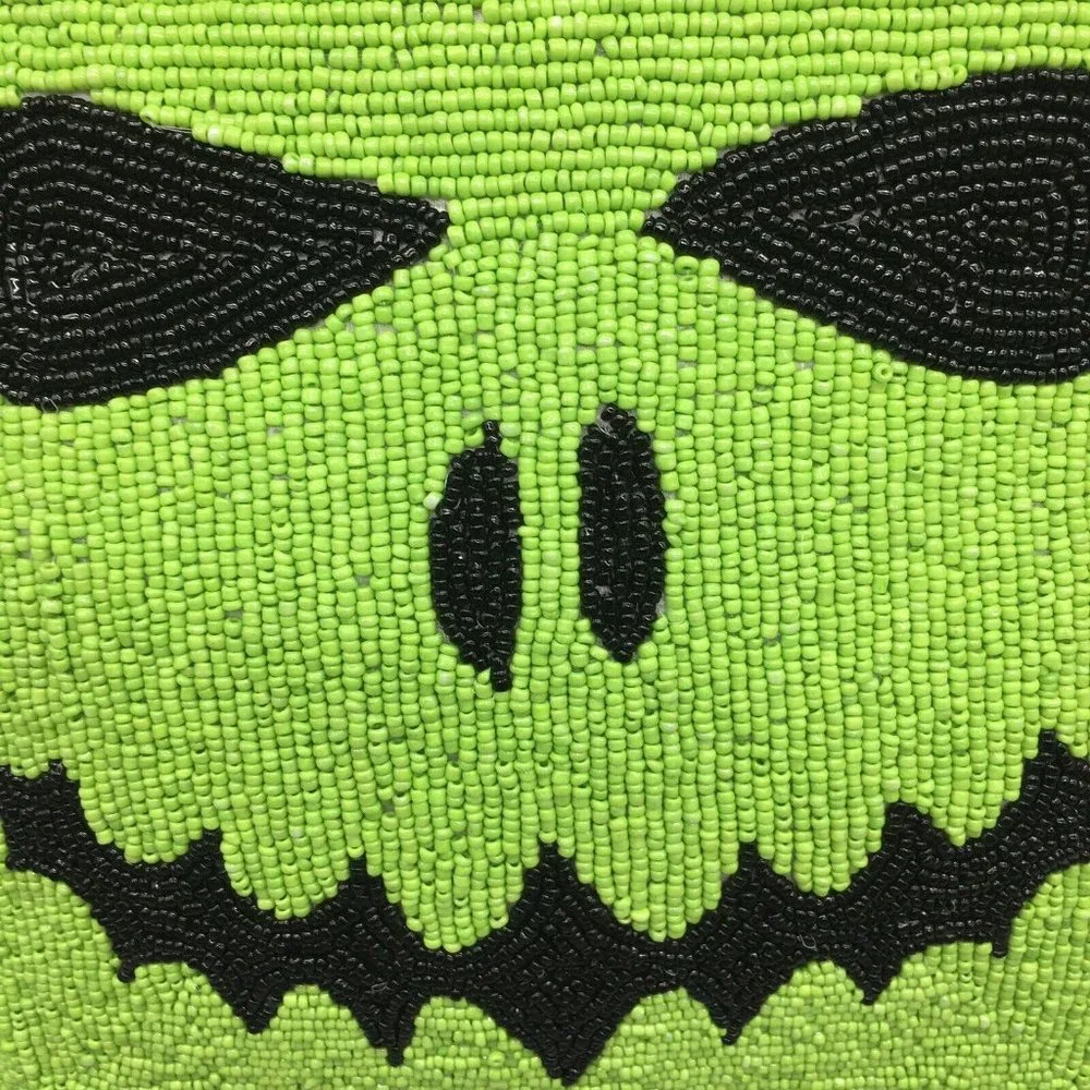 Sweet Street Halloween Beaded Throw Pillow Frankenstein Green Monster Ghoul 14